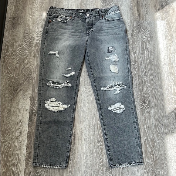 Lucky Brand Gray Straight Leg Jeans with Vintage Distressing - Picture 1 of 9